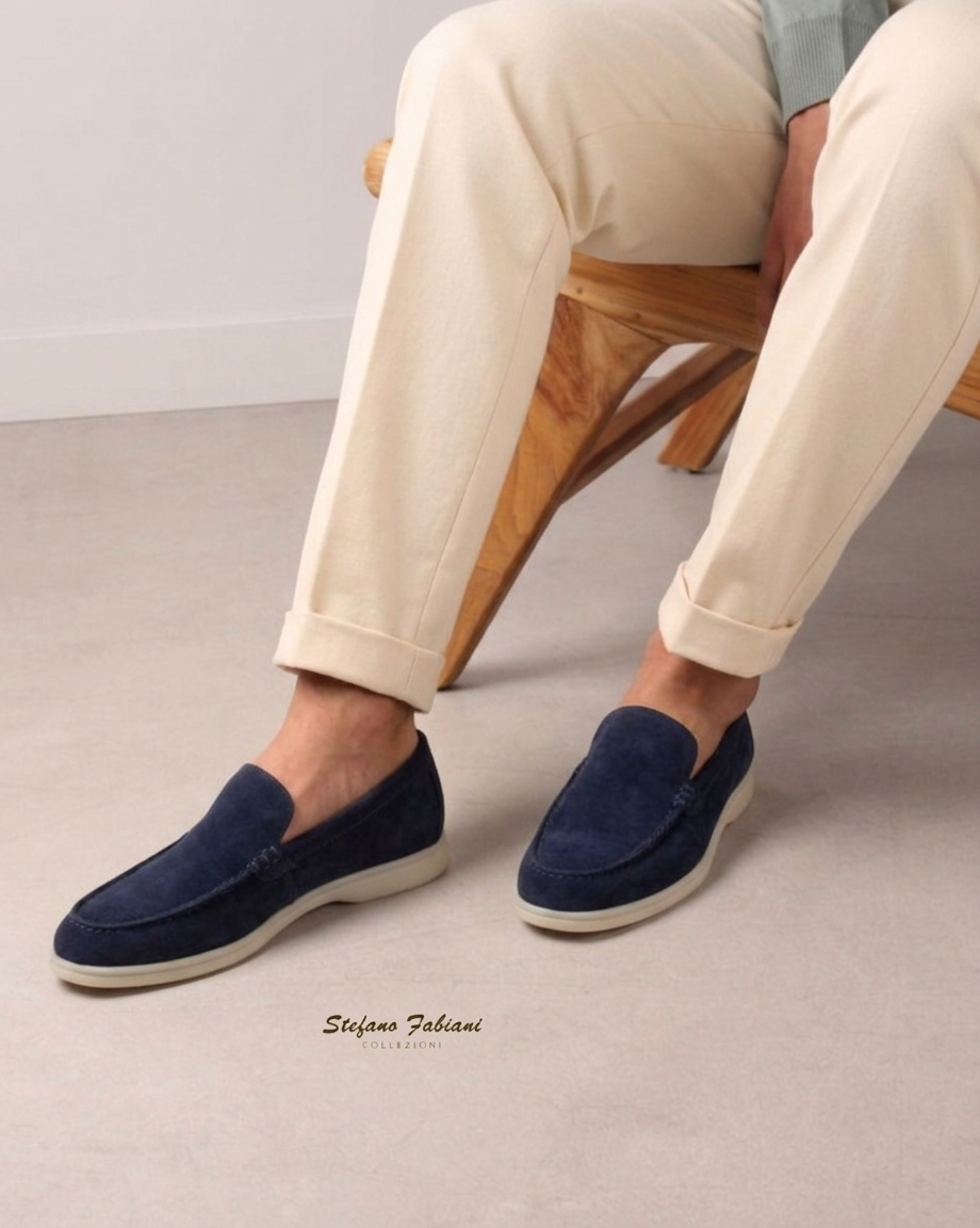 Navy Blue Suede Summer Walk Loafers